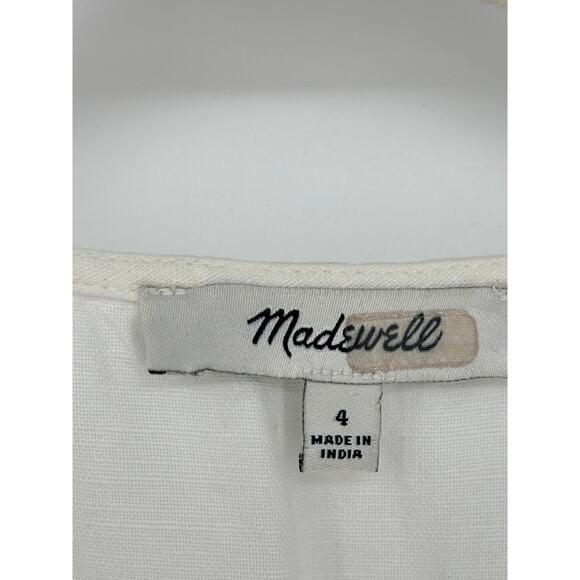 Madewell Button-Waist Wrap Midi Dress Linen Blend White Sleeveless Beach 4 - Picture 3 of 9